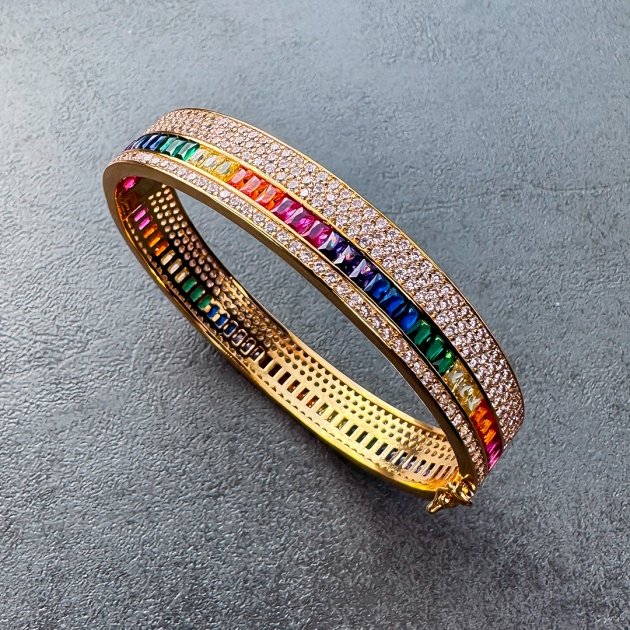 Alloy Gold Plated Rainbow Bangle