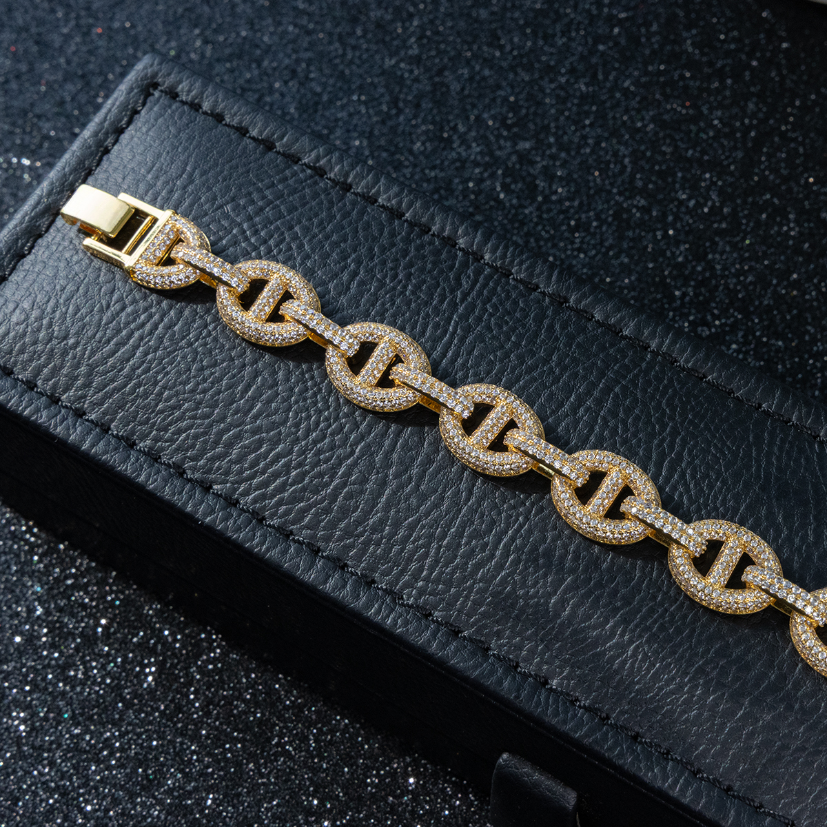 Alloy Gold Plated Geometric Link Bracelet - Image 2