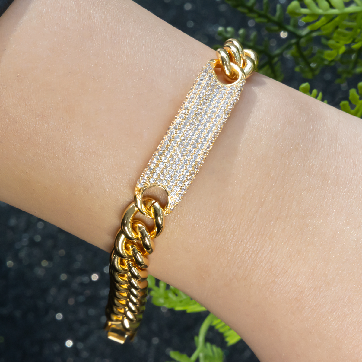 Alloy Gold Plated ID Chain Bracelet - Image 2