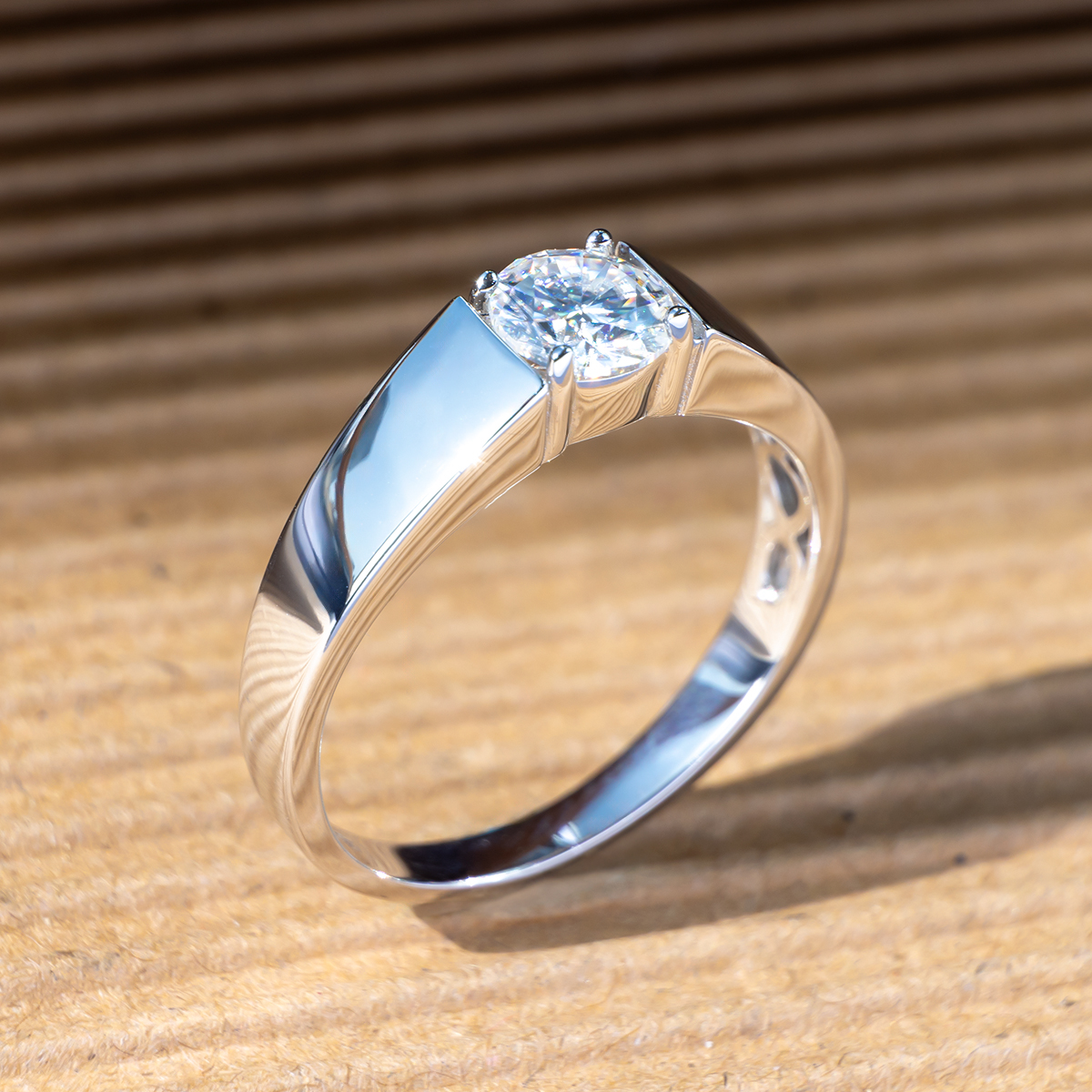 Men's Silver Ring Lab Moissanite - Image 2