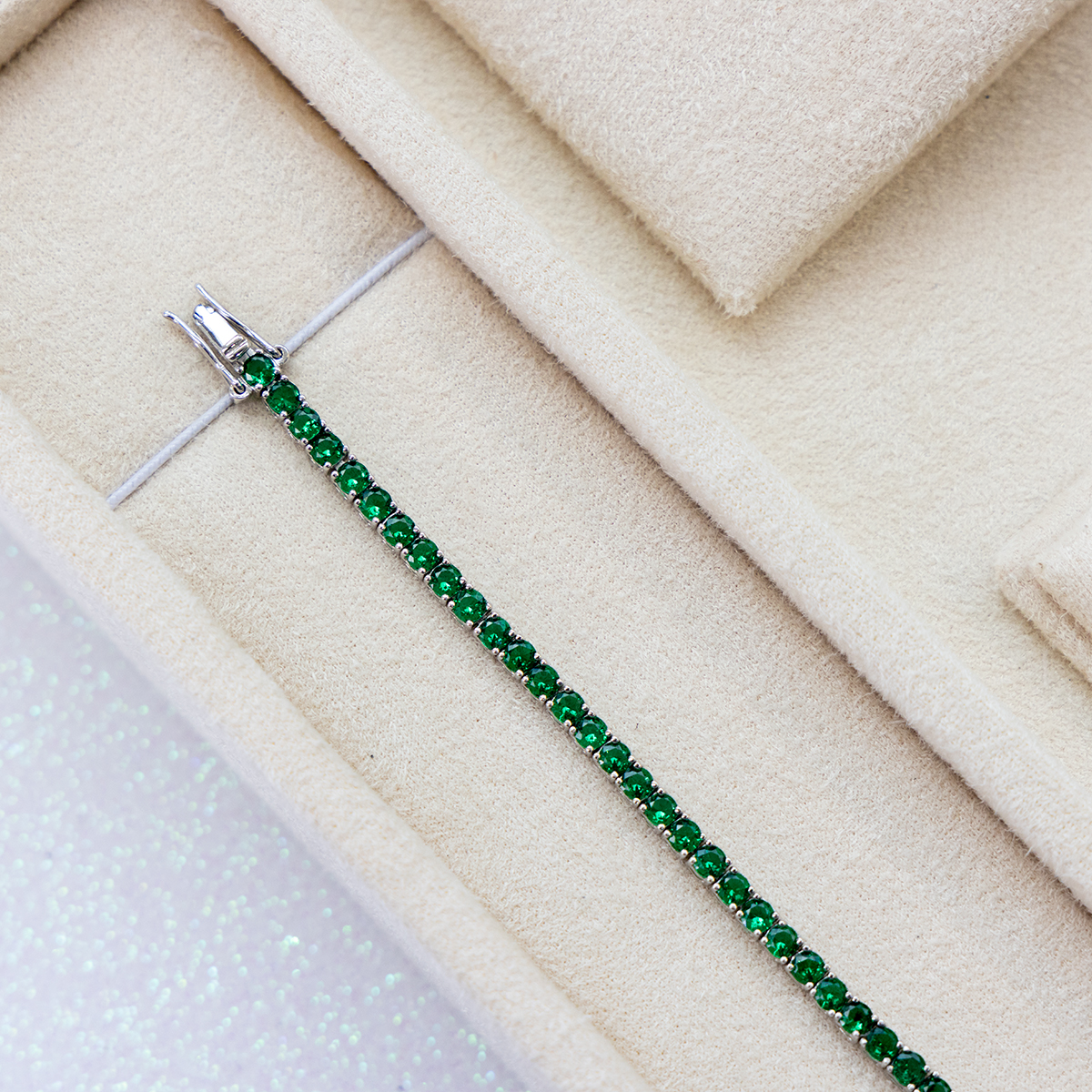 925 Sterling Silver Green Diamondlite 3mm Set - Image 2
