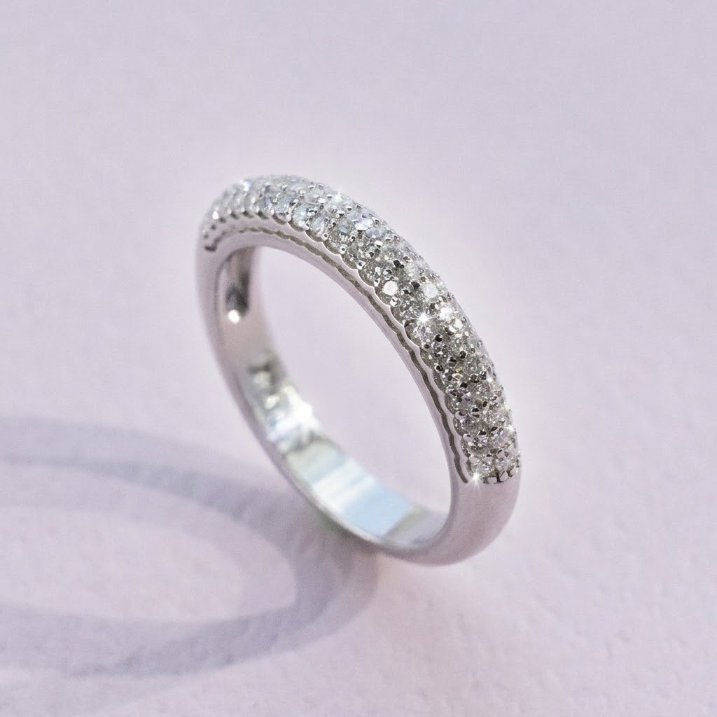 Lab Moissanite Half Eternity Ring in 925 Silver