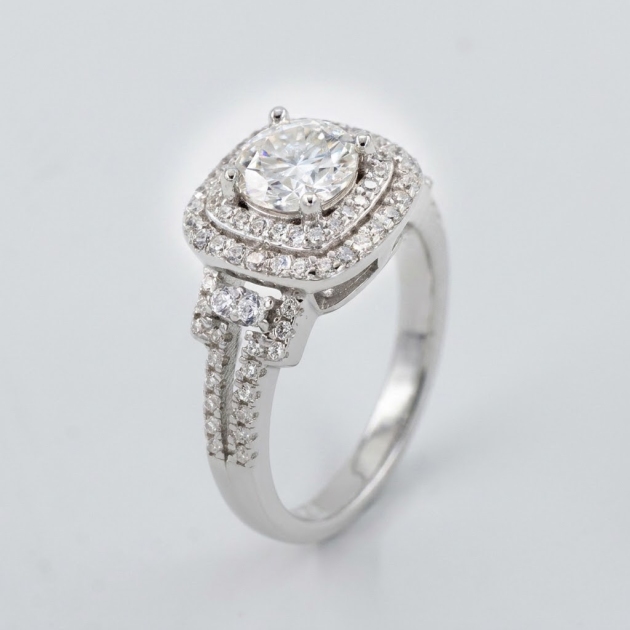 Lab Moissanite  Halo Ring in 925 Silver