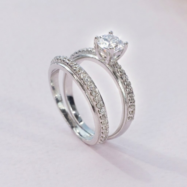 Diamondlite Round Solitaire Bridal Ring Set in 925 Silver
