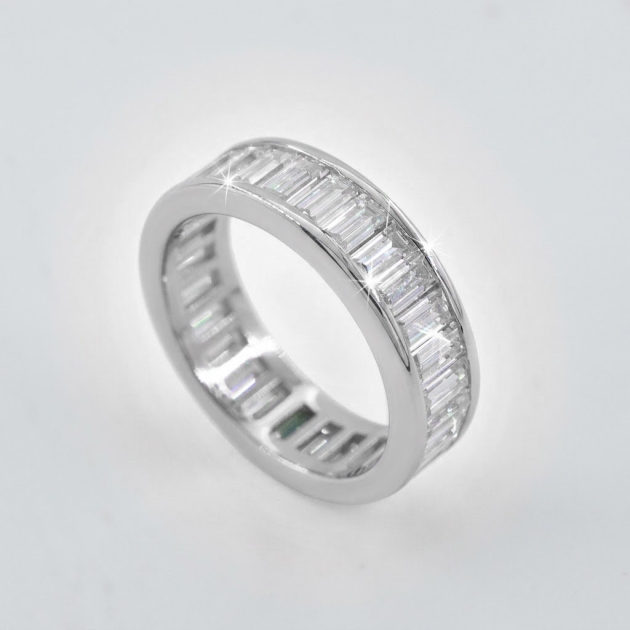 Lab Moissanite Baguette Eternity Ring in 925 Silver