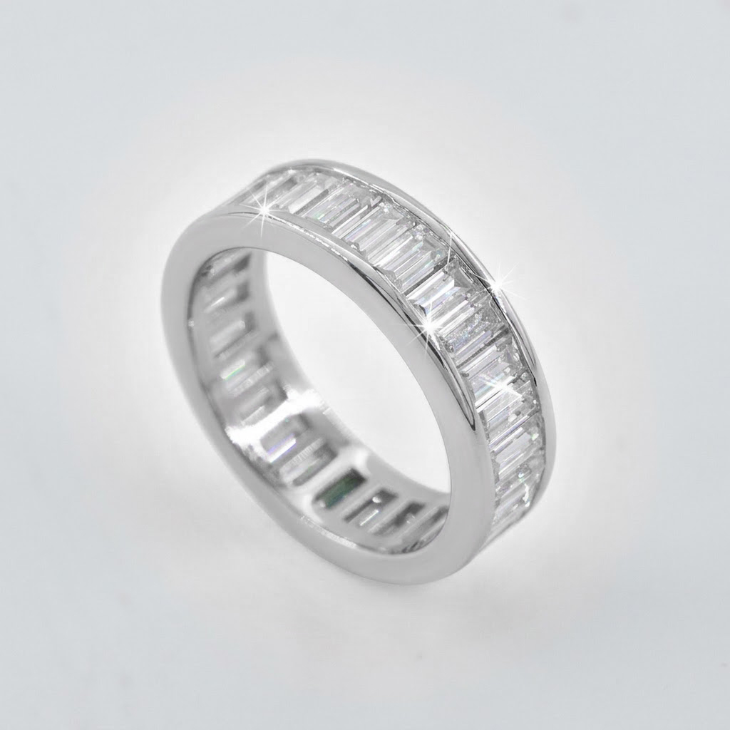 Lab Moissanite Baguette Eternity Ring in 925 Silver