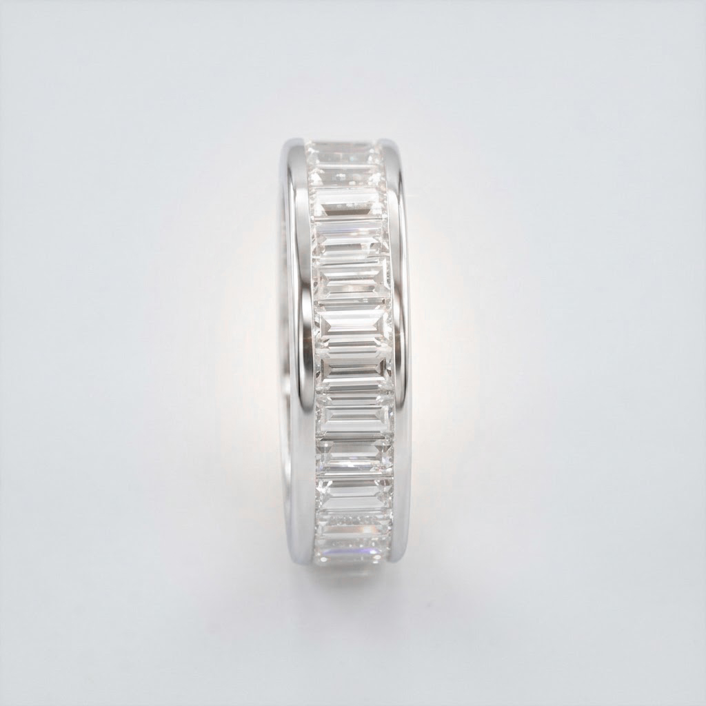 Lab Moissanite Baguette Eternity Ring in 925 Silver - Image 2