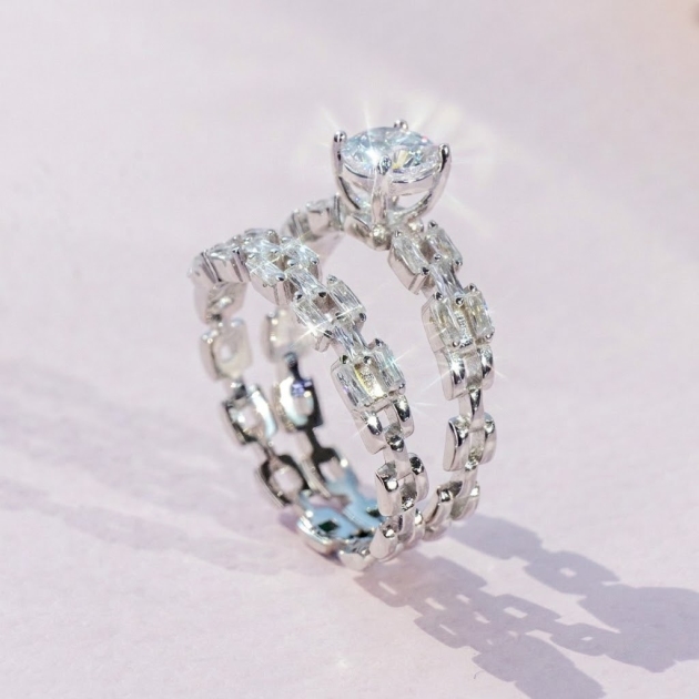 Diamondlite Baguette Bridal Ring Set in 925 Silver