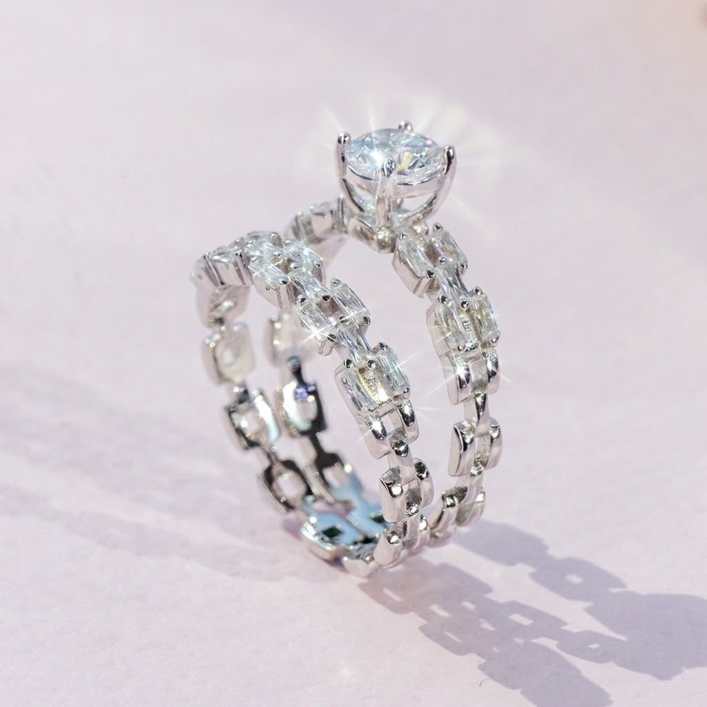 Diamondlite Baguette Bridal Ring Set in 925 Silver
