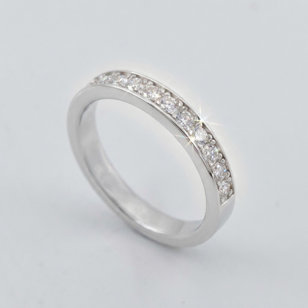 Lab Moissanite Channel-Set Half Eternity Ring in 925 Silver