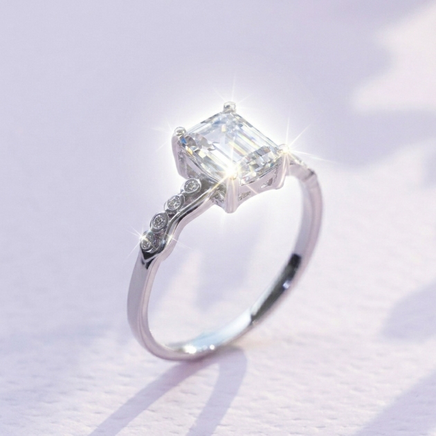 Diamondlite Emerald Cut Accent Ring in 925 Silver