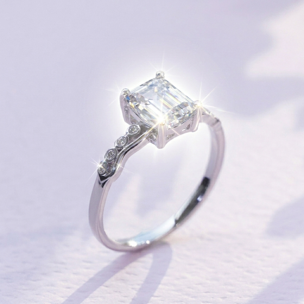 Diamondlite Emerald Cut Accent Ring in 925 Silver