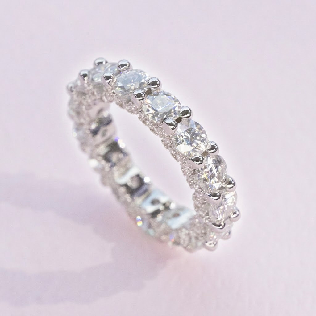 Lab Moissanite Round Eternity Ring in 925 Silver - Image 2