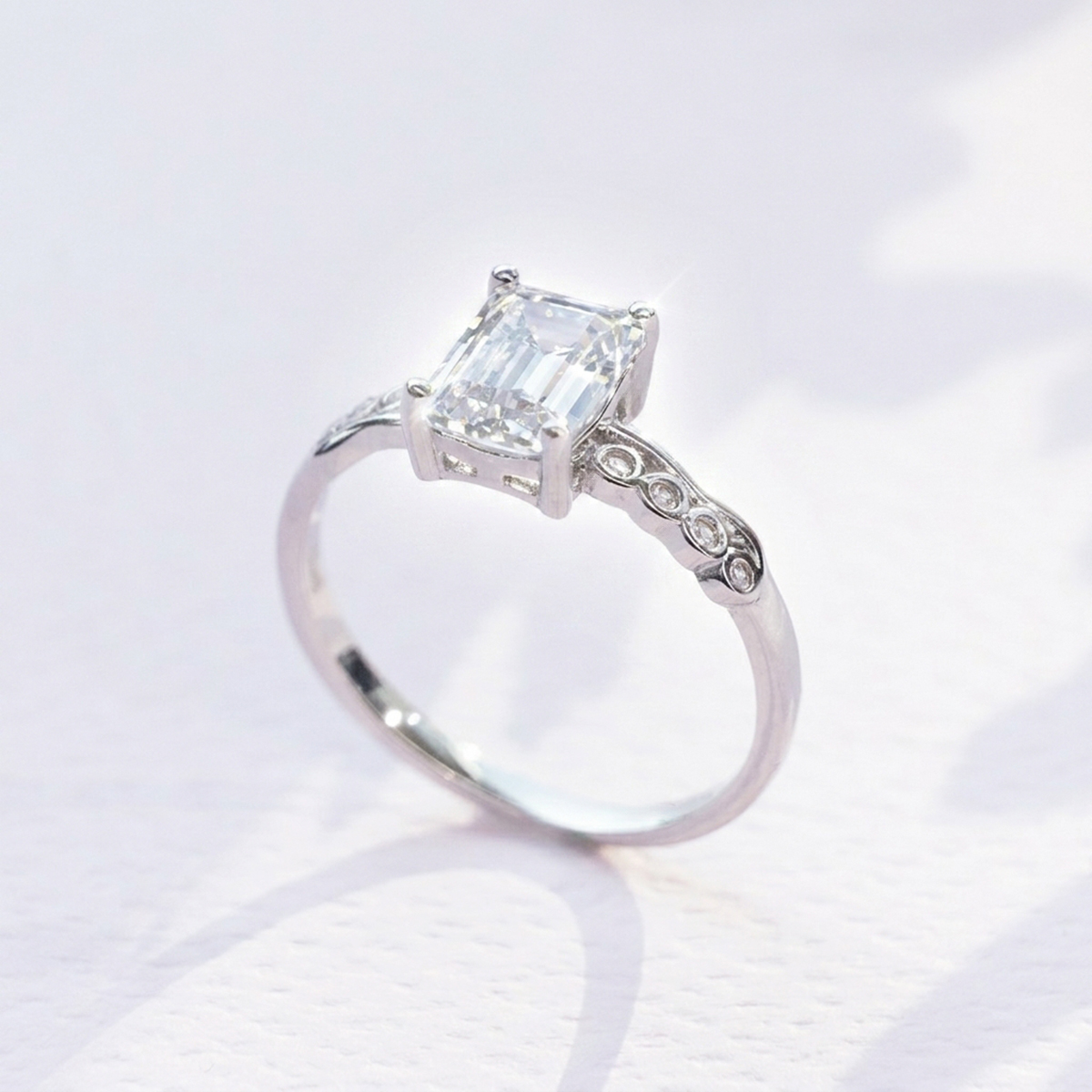 Diamondlite Emerald Cut Accent Ring in 925 Silver - Image 3