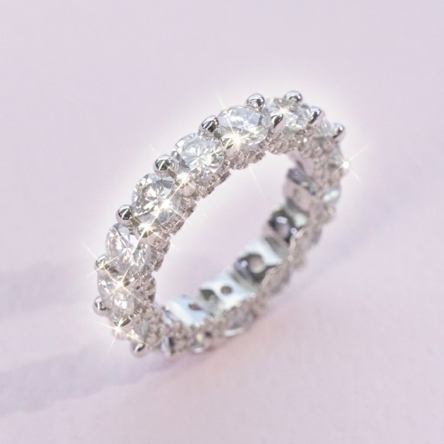 Lab Moissanite Round Eternity Ring in 925 Silver