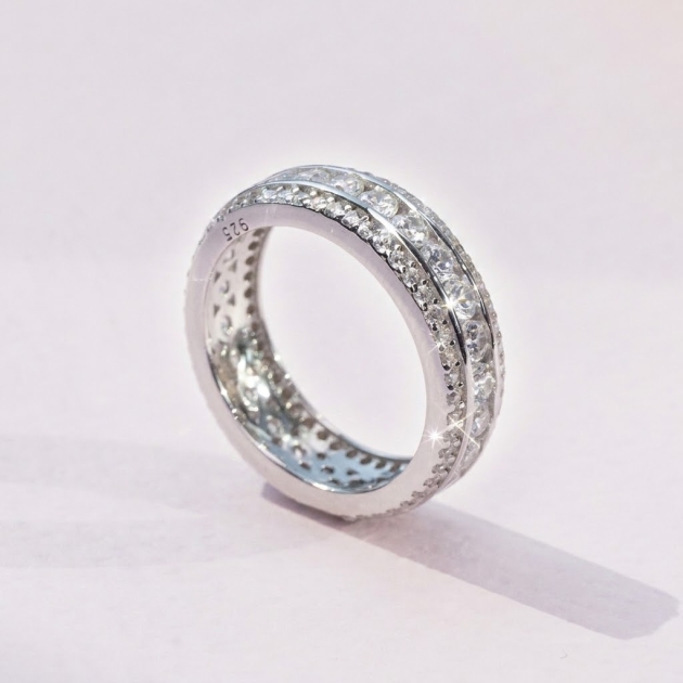 Diamondlite Triple Row Eternity Band in 925 Silver