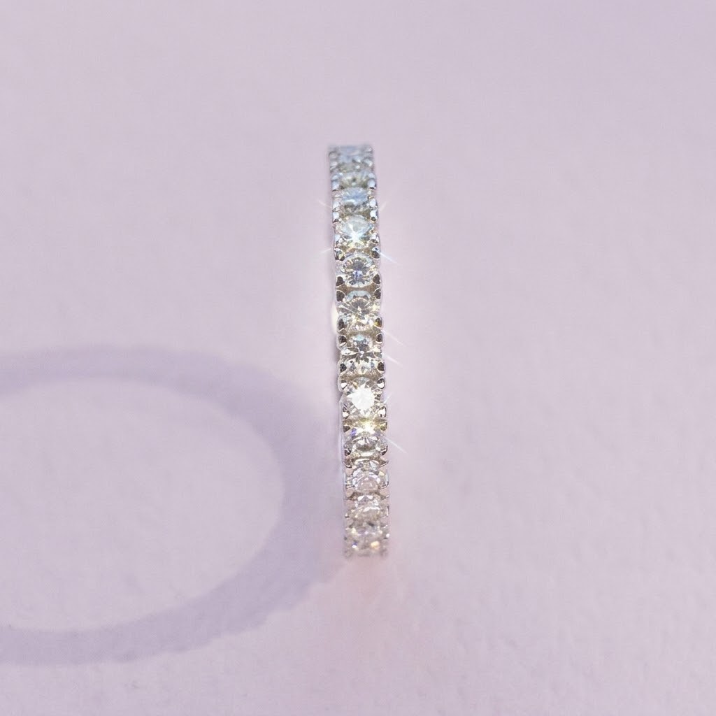 Lab Moissanite Round Eternity Band in 925 Silver - Image 2