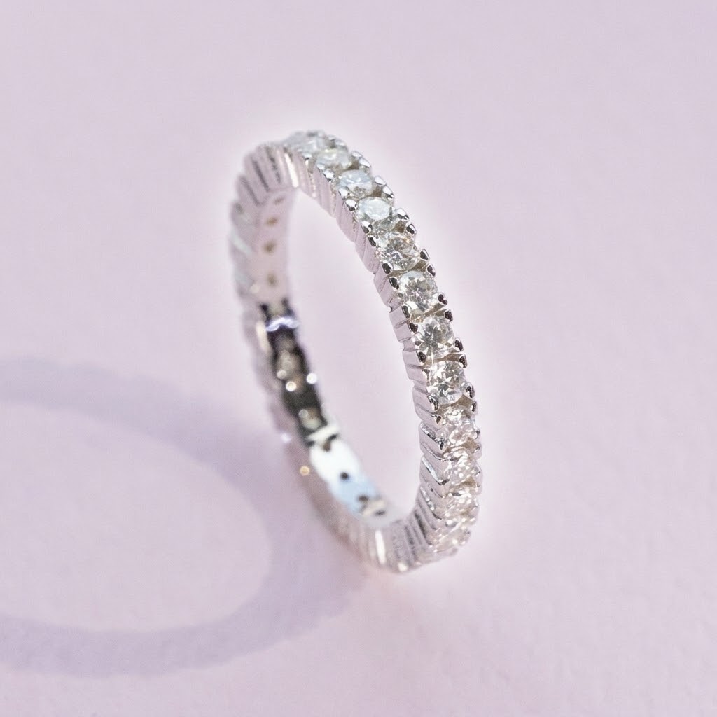Lab Moissanite Round Eternity Band in 925 Silver - Image 3