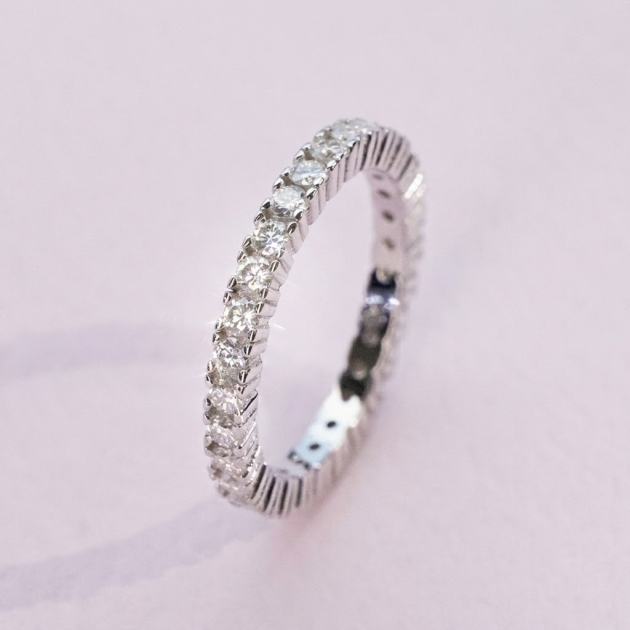 Lab Moissanite Round Eternity Band in 925 Silver