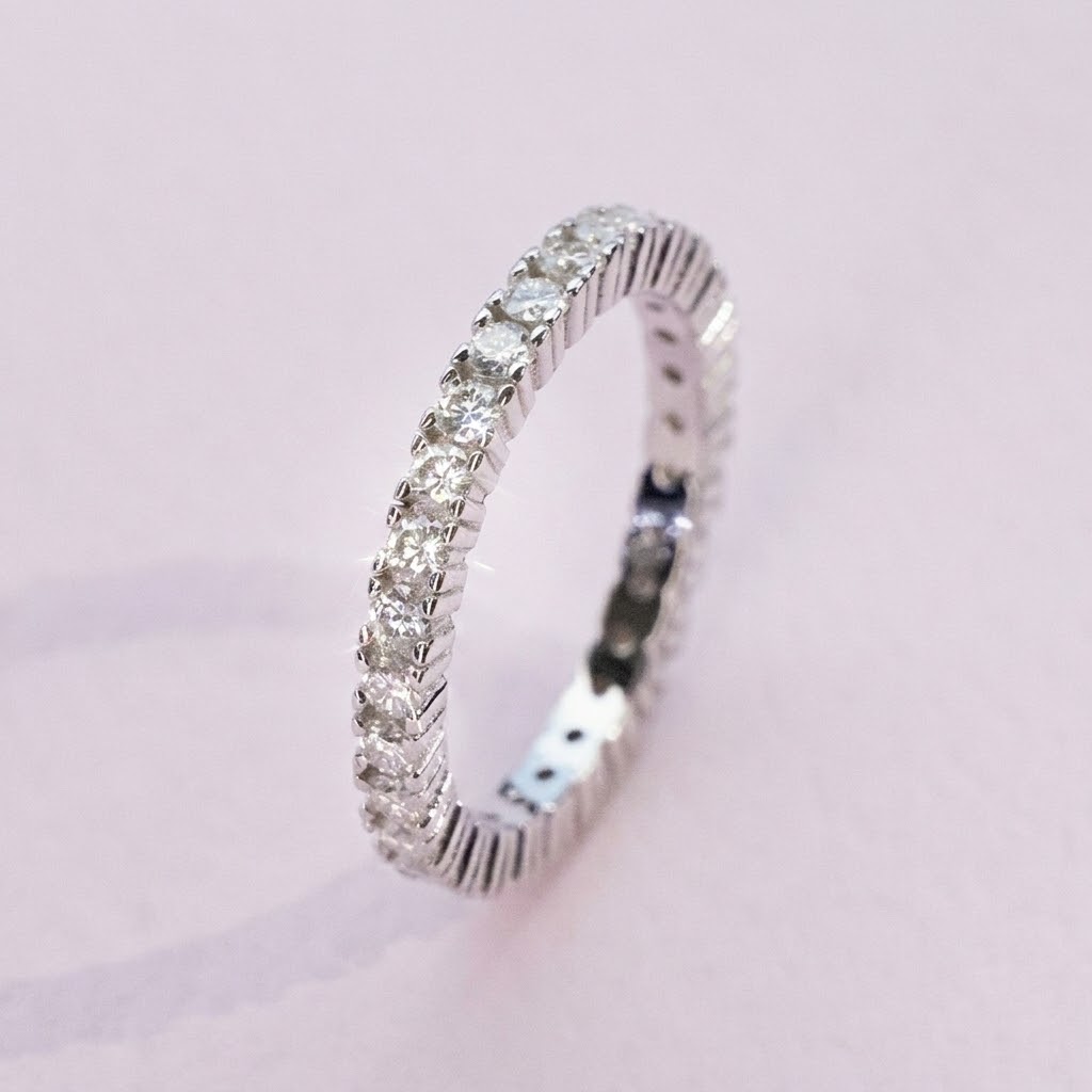 Lab Moissanite Round Eternity Band in 925 Silver