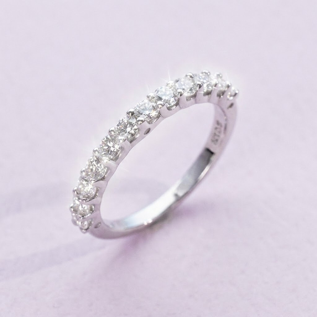 Lab Moissanite Round Half Eternity Ring in 925 Silver - Image 3
