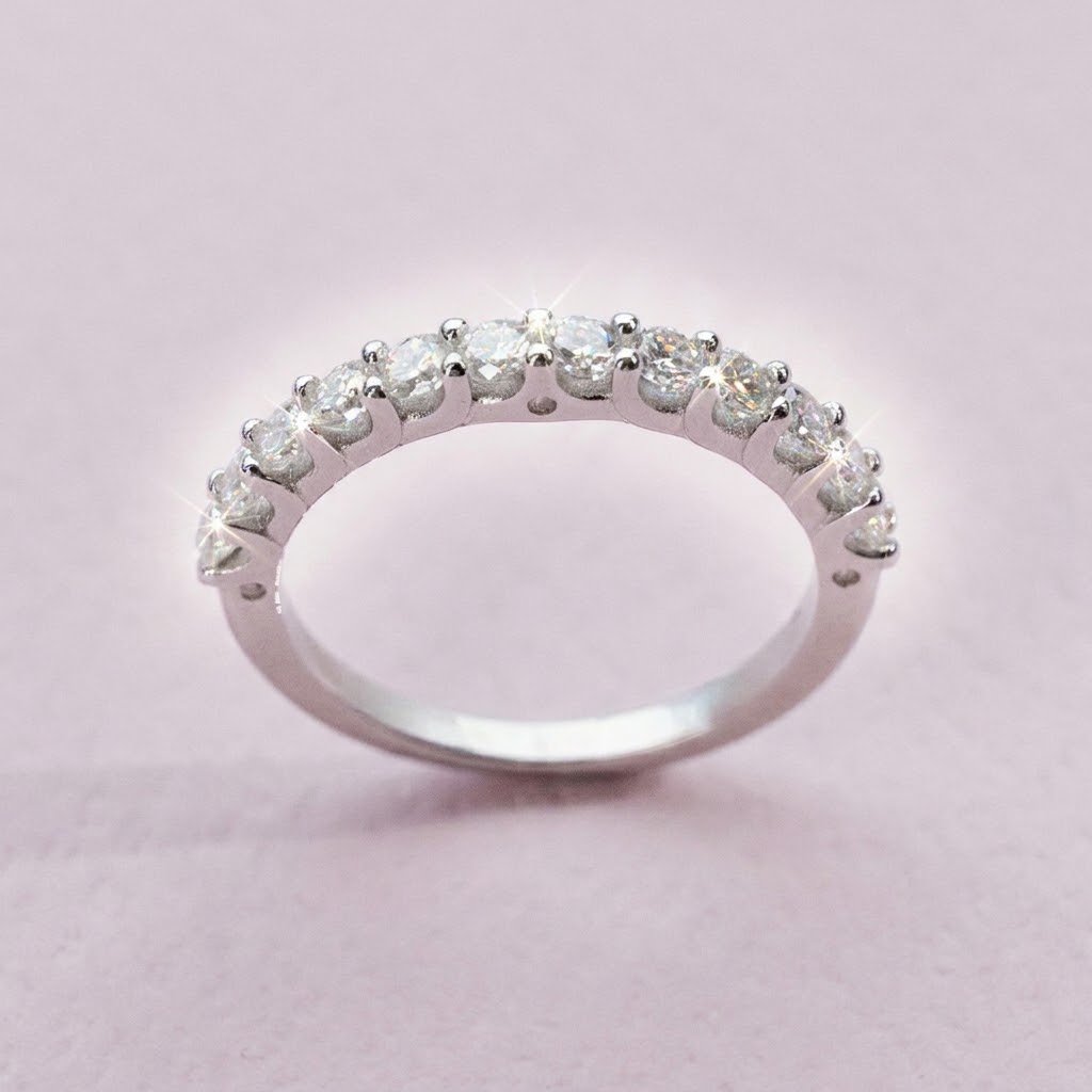 Lab Moissanite Round Half Eternity Ring in 925 Silver - Image 2