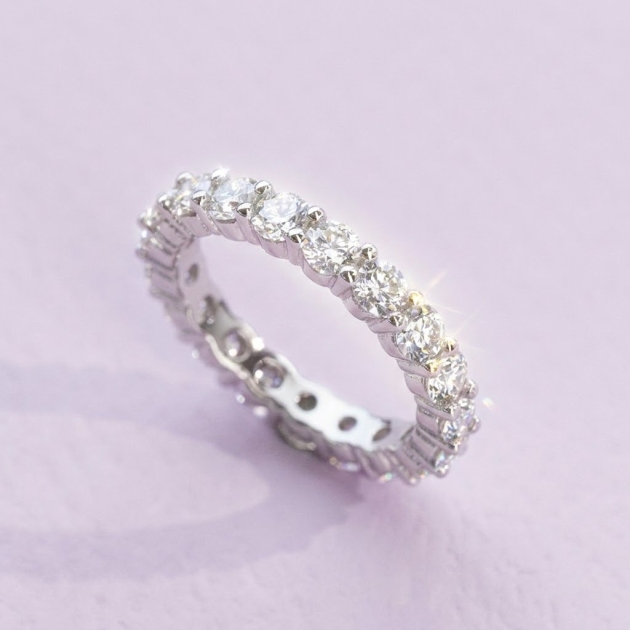 Lab Moissanite Round Full Eternity Ring in 925 Silver