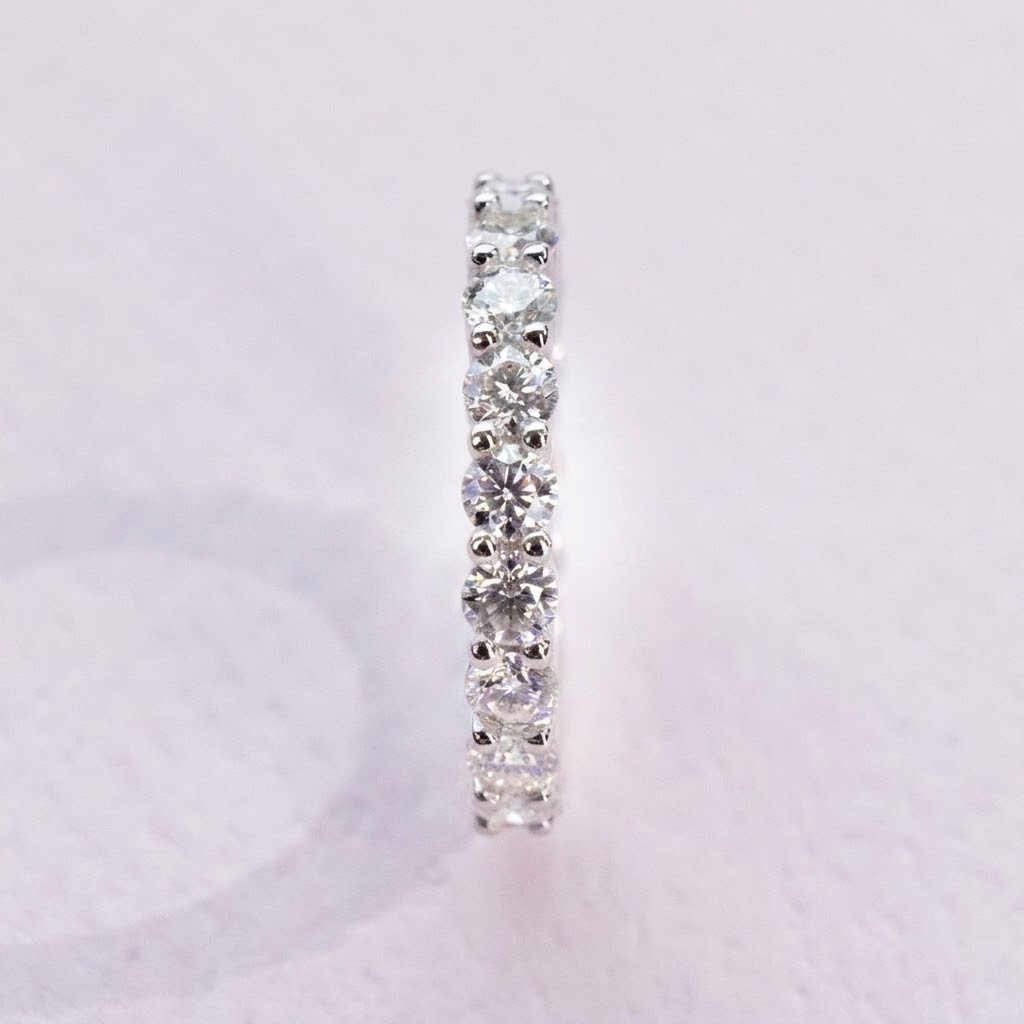 Lab Moissanite Round Full Eternity Ring in 925 Silver - Image 2
