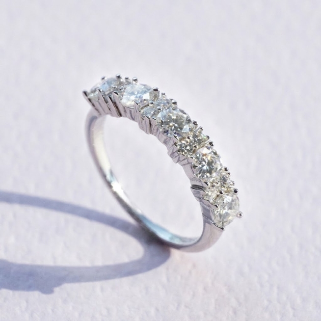 Lab Moissanite Round Half Eternity Ring in 925 Silver