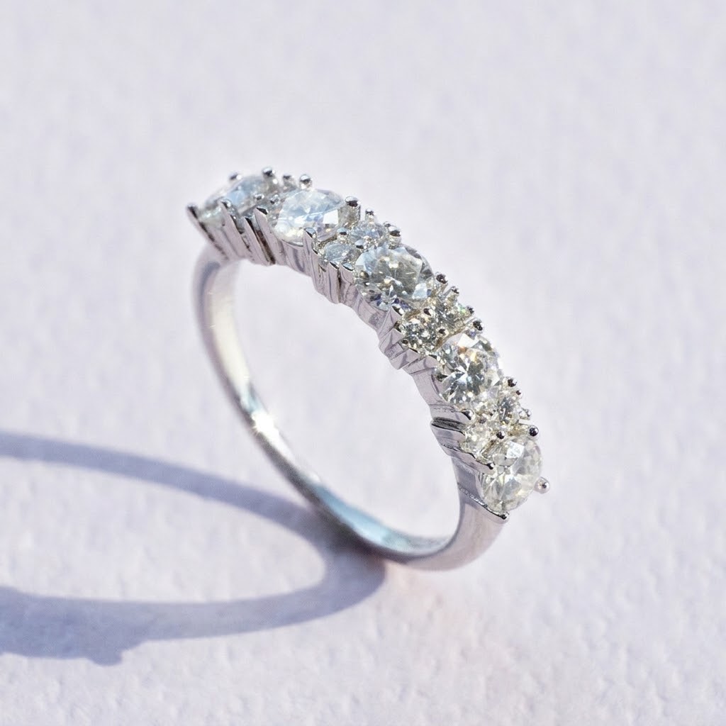 Lab Moissanite Round Half Eternity Ring in 925 Silver