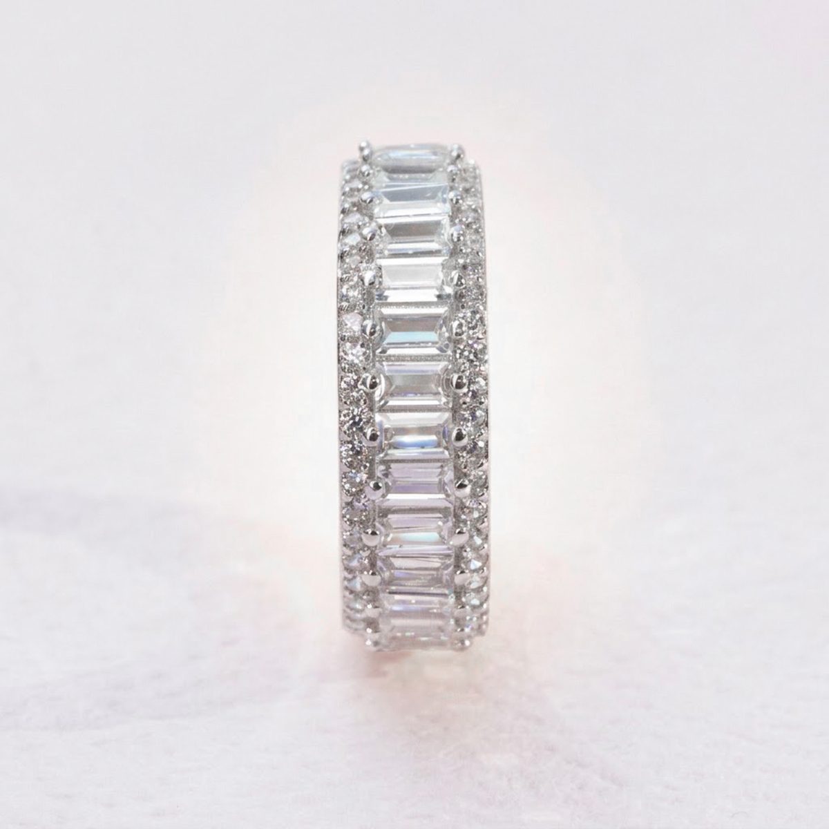 Diamondlite Baguette & Round Eternity Ring in 925 Silver - Image 2
