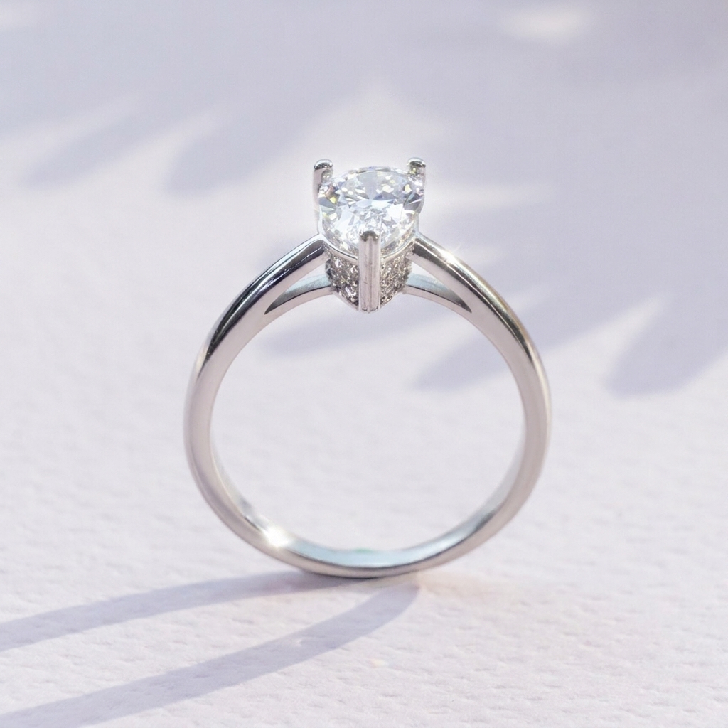 Diamondlite Pear Cut Solitaire Ring in 925 Silver - Image 2