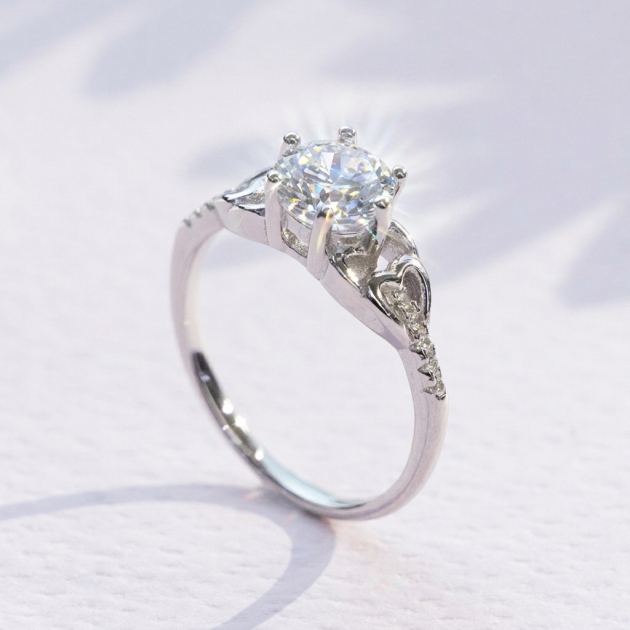 Diamondlite Round Heart Accent Ring in 925 Silver