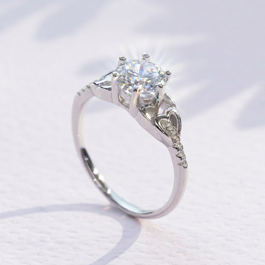 Diamondlite Round Heart Accent Ring in 925 Silver