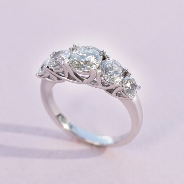 Lab Moissanite Five-Stone Ring in 925 Silver