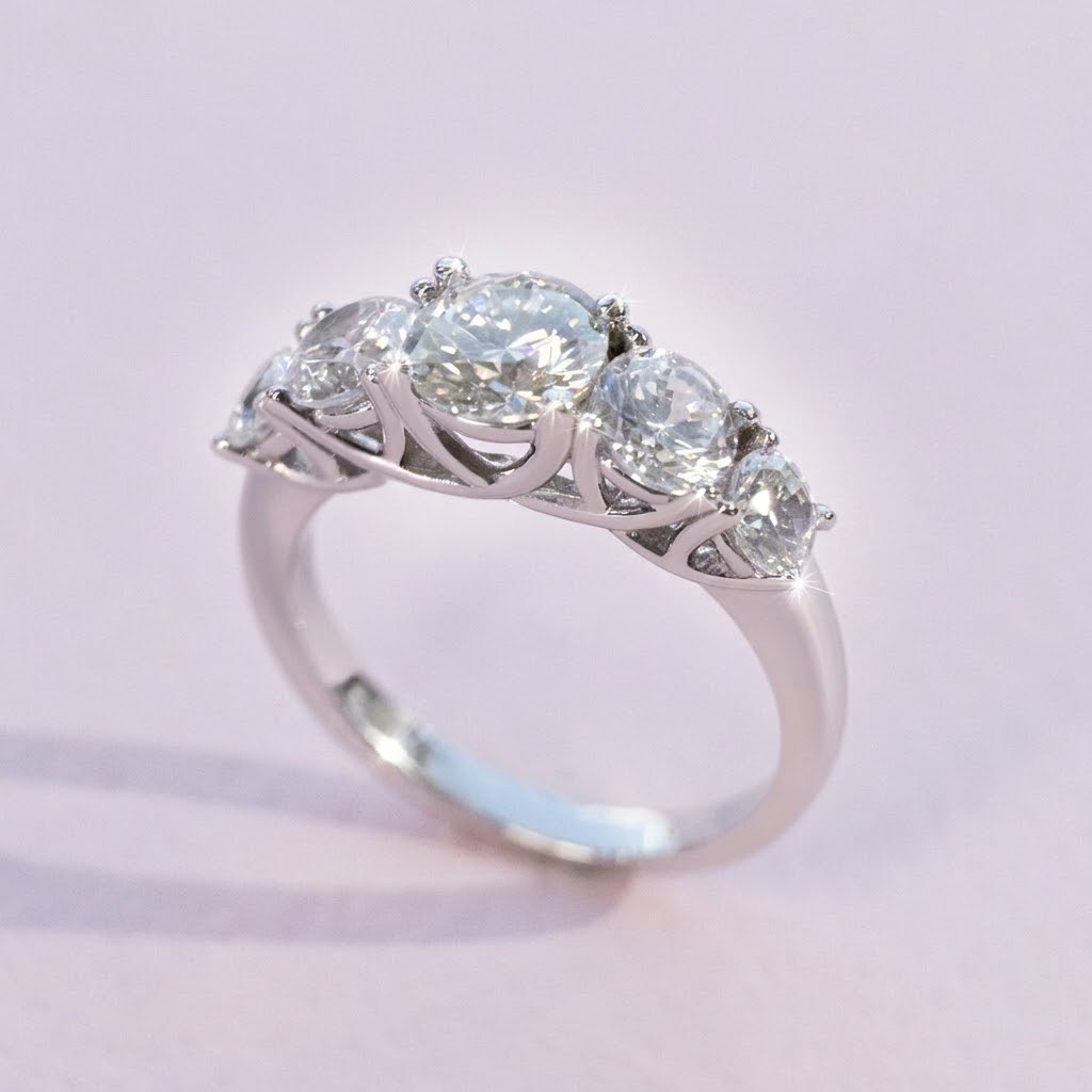 Lab Moissanite Five-Stone Ring in 925 Silver