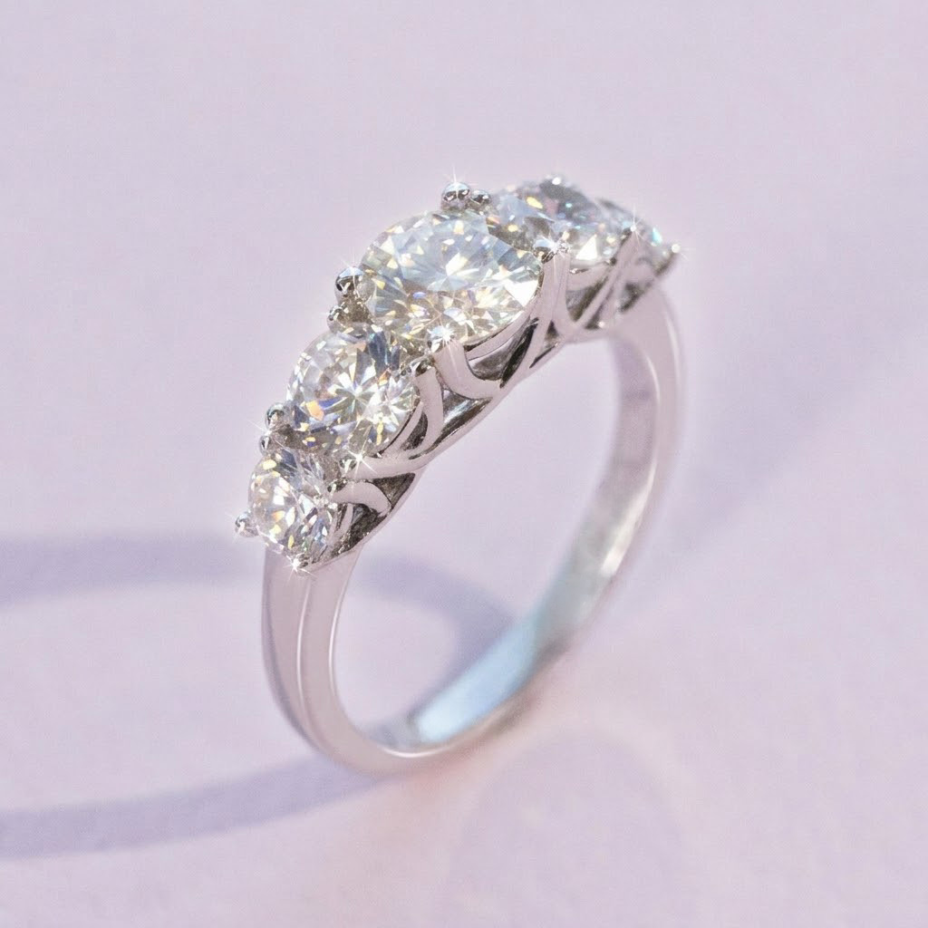 Lab Moissanite Five-Stone Ring in 925 Silver - Image 2