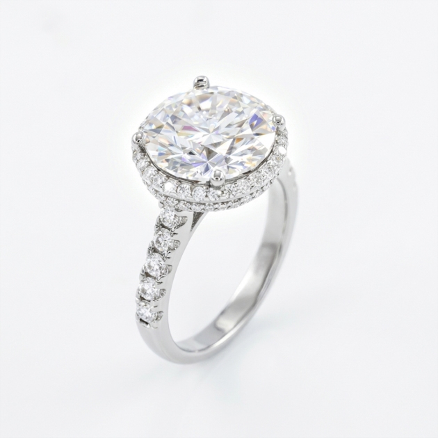 925 Sterling Silver Lab Moissanite Halo Ring