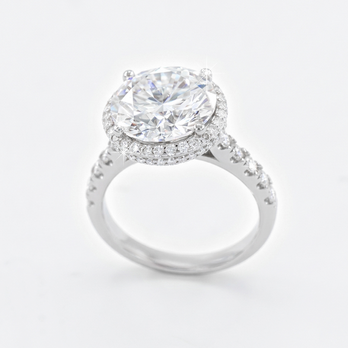 925 Sterling Silver Lab Moissanite Halo Ring - Image 3