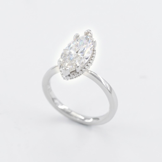 925 Sterling Silver Marquise Lab Moissanite Solitaire Ring