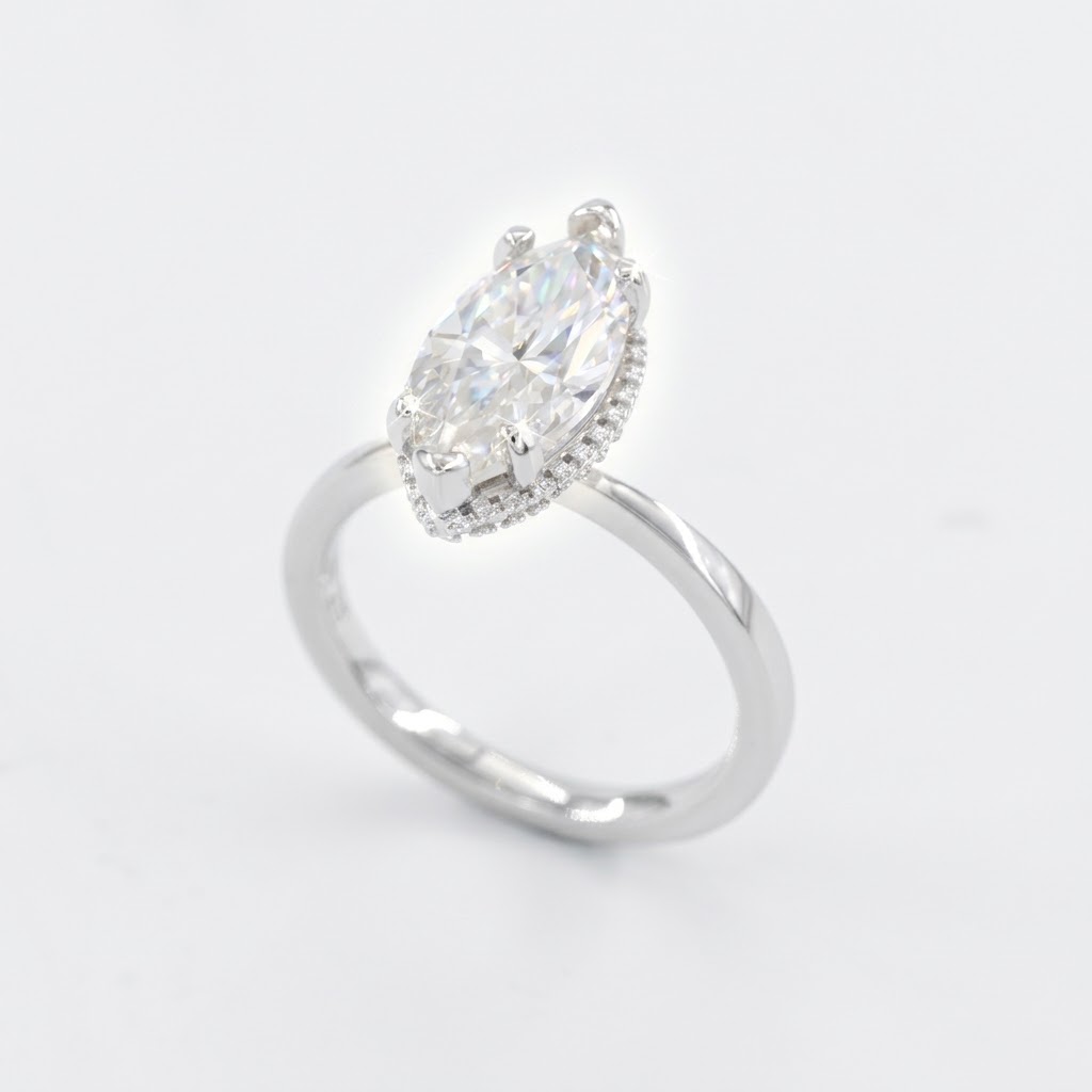 925 Sterling Silver Marquise Lab Moissanite Solitaire Ring
