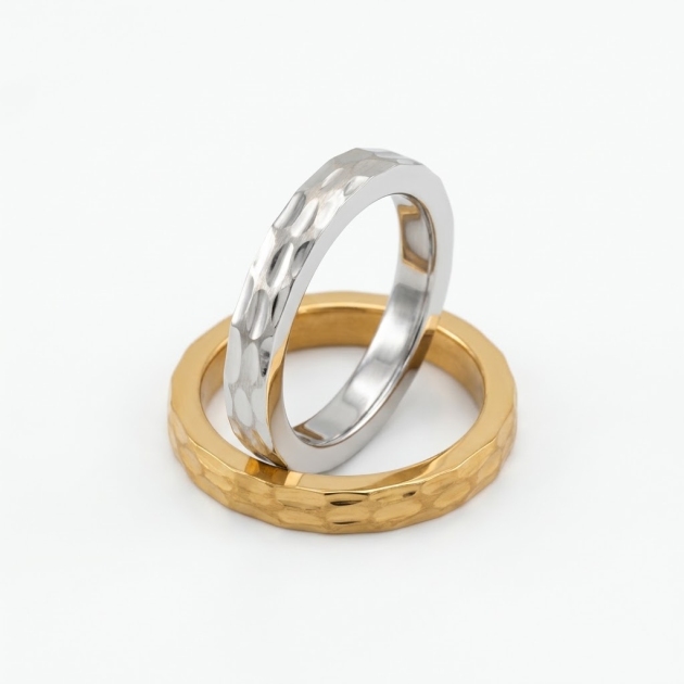316L Stainless Steel Hammered Band Ring