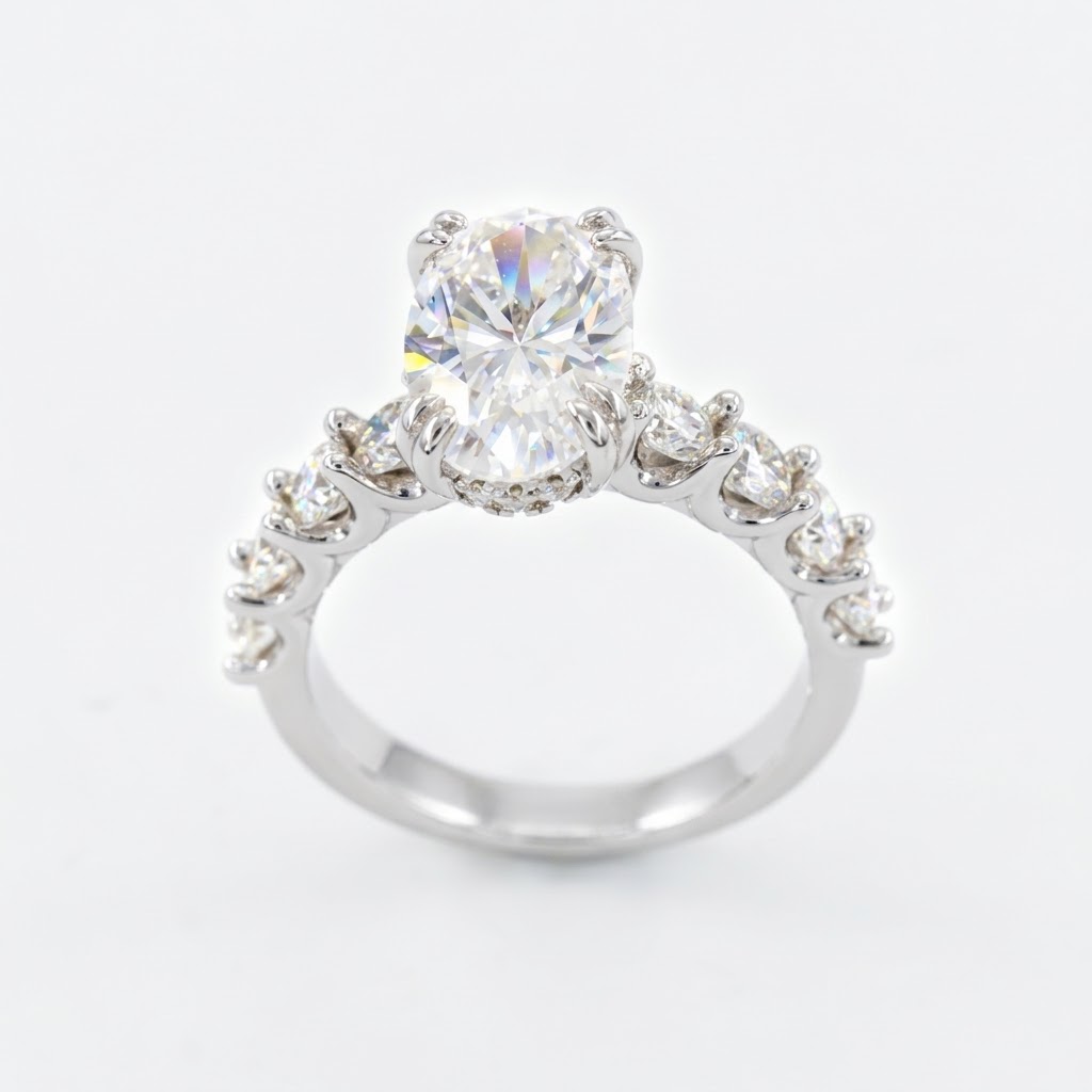 925 Sterling Silver Cushion-Cut Lab Moissanite Ring - Image 2