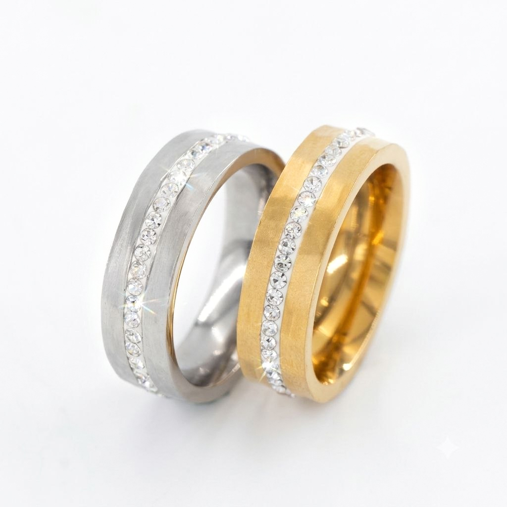 316L Stainless Steel Diamondlite Channel Band Ring