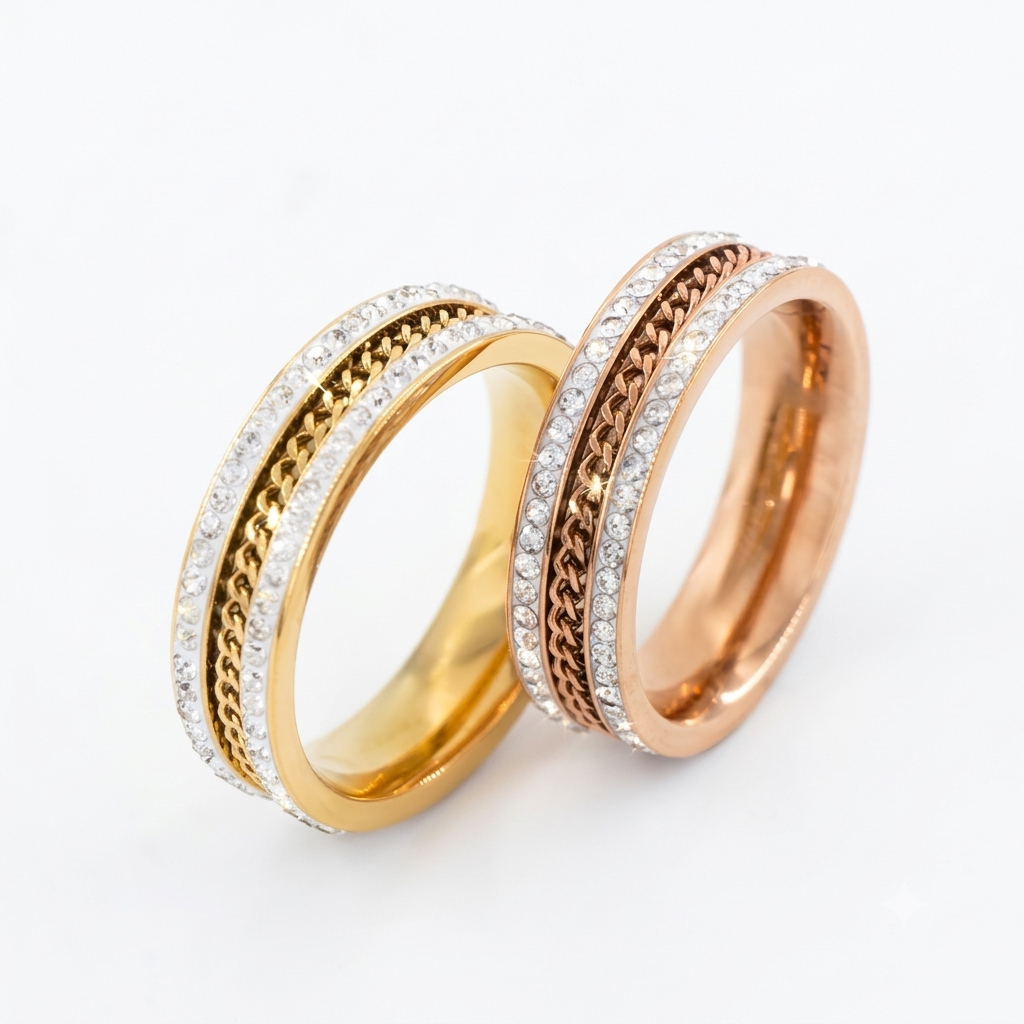 316L Stainless Steel Diamondlite Braided Band Ring