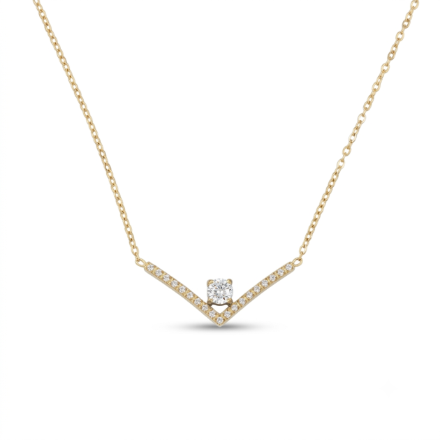 316L Stainless Steel Diamondlite V-Shaped Necklace