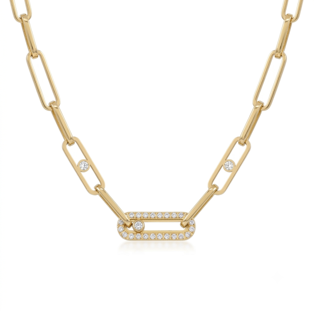 316L Stainless Steel Diamondlite Paperclip Link Necklace