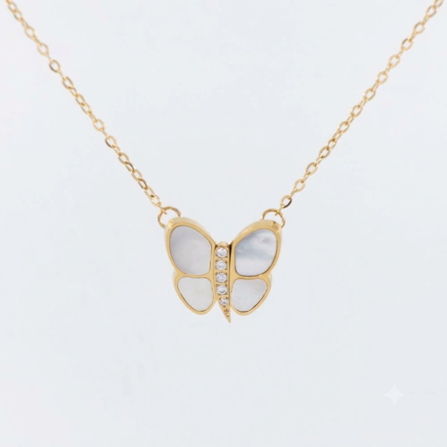 316L Stainless Steel Diamondlite Butterfly Necklace