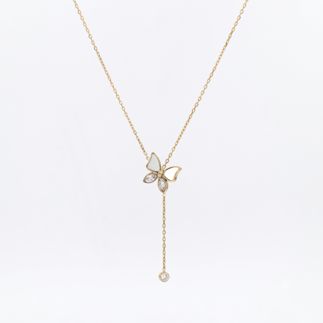 316L Stainless Steel Diamondlite Butterfly Drop Necklace