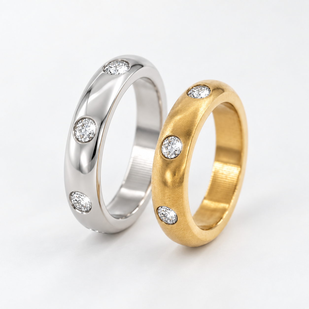 316L Stainless Steel Diamondlite Band Ring